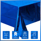 Blue Foil Rectangle Tablecloth for 6 to 8 Foot Table