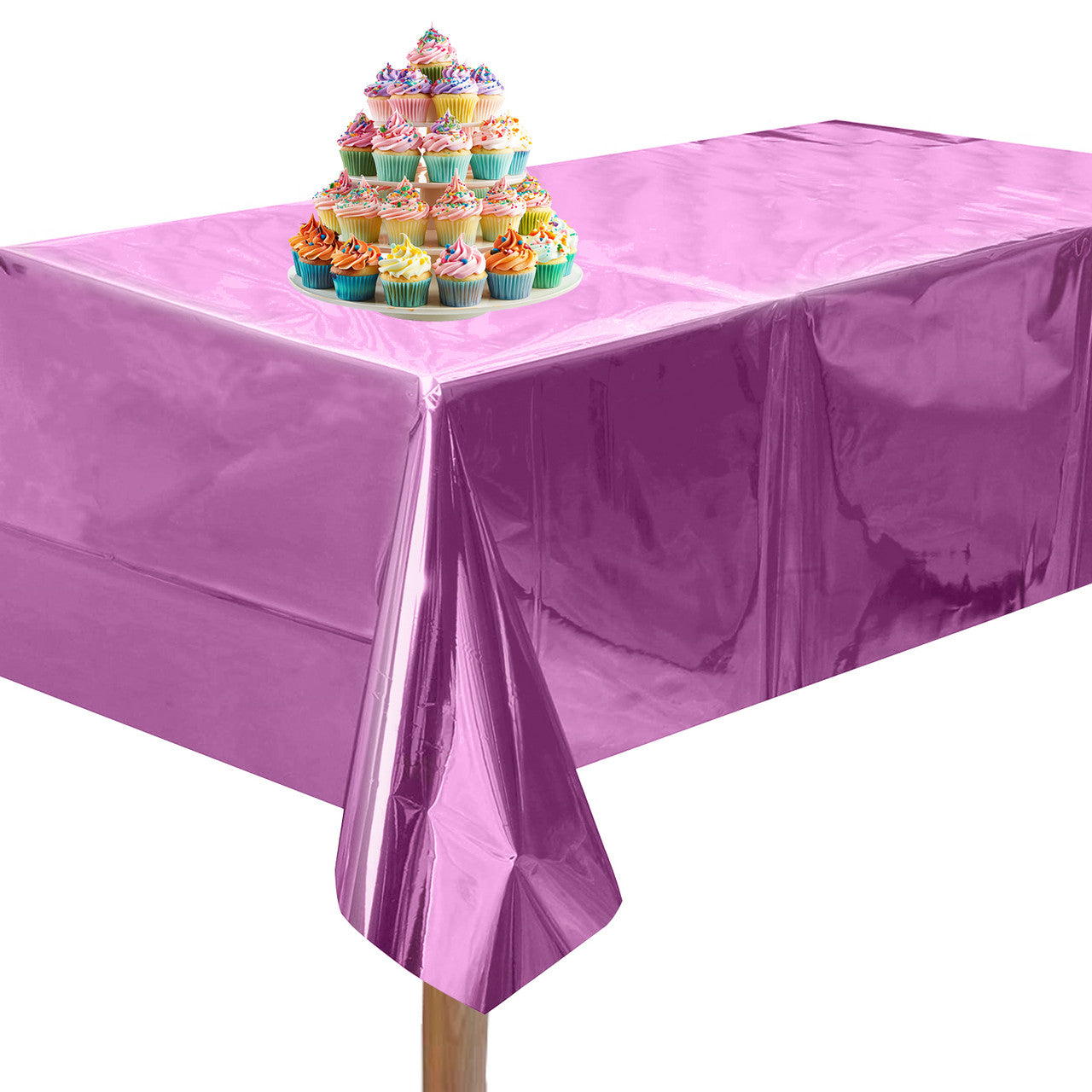 Baby Pink Foil Tablecloth for 6 to 8 Foot Table
