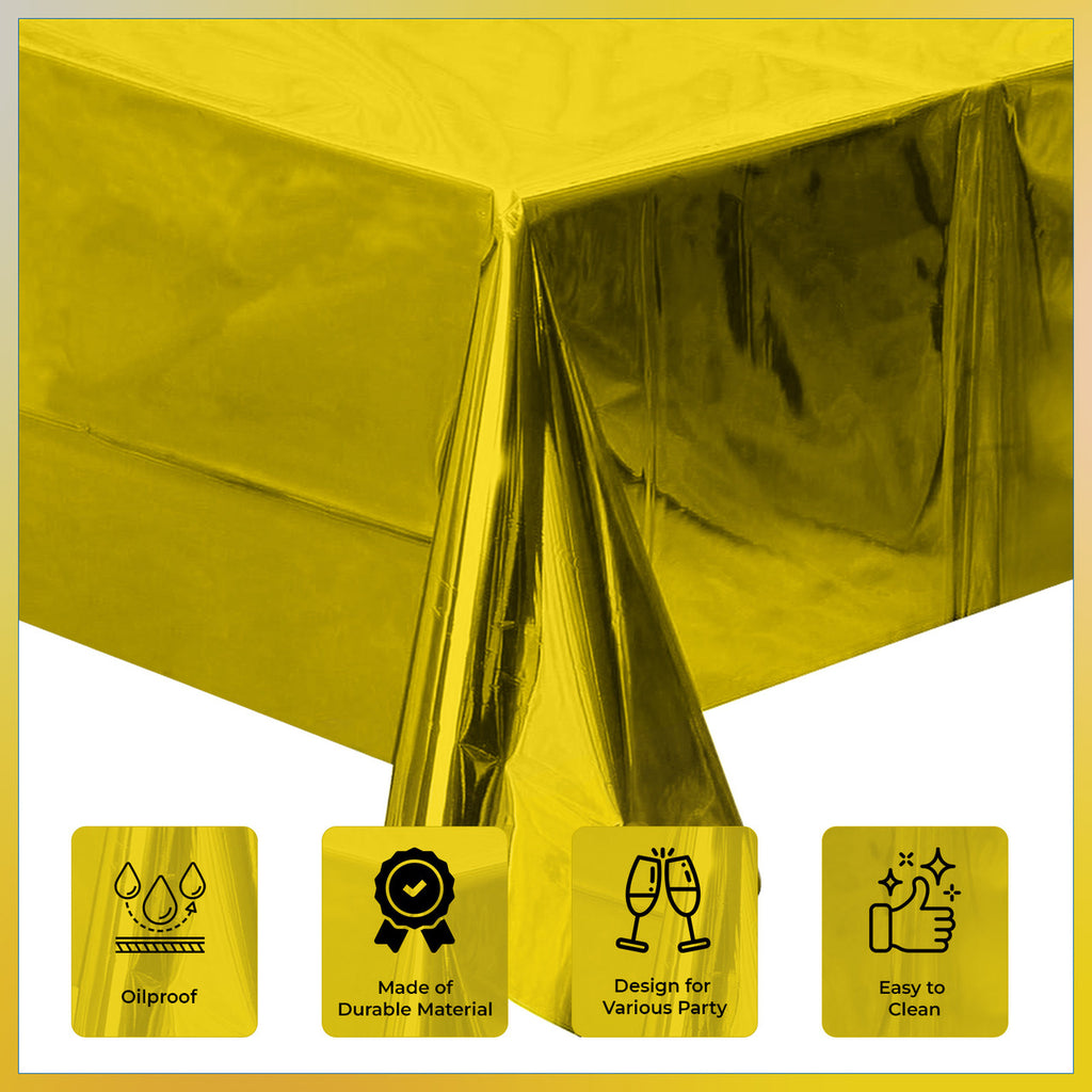Gold Foil Tablecloth for 6 to 8 Foot Table