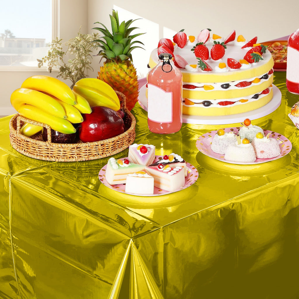 Gold Foil Tablecloth for 6 to 8 Foot Table