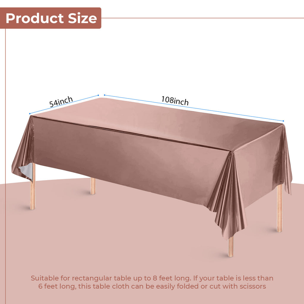 Rose Gold Foil Tablecloth for 6 to 8 Foot Table
