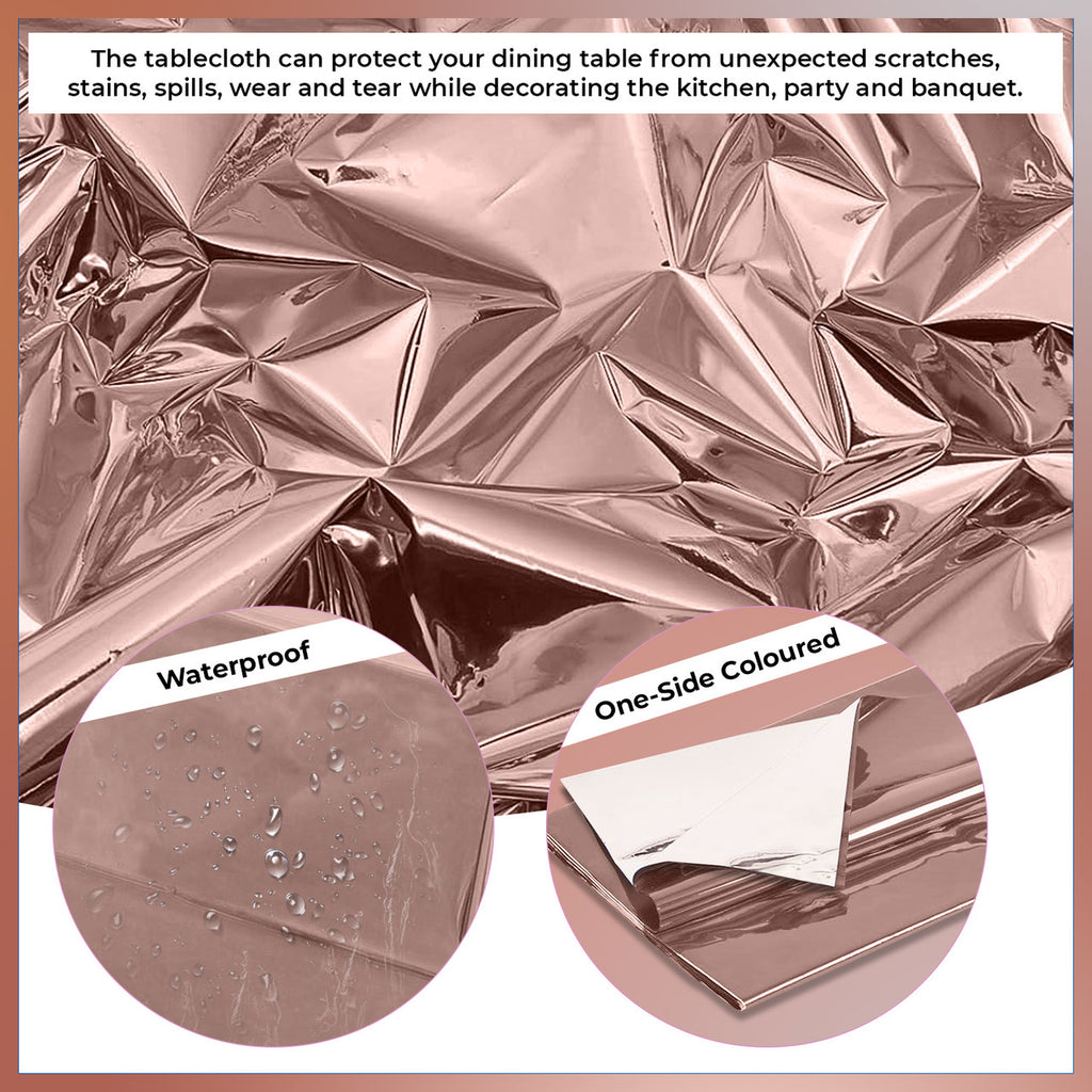 Rose Gold Foil Tablecloth for 6 to 8 Foot Table