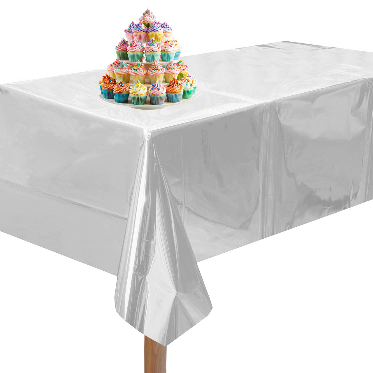 Silver Foil Tablecloth for 6 to 8 Foot Table