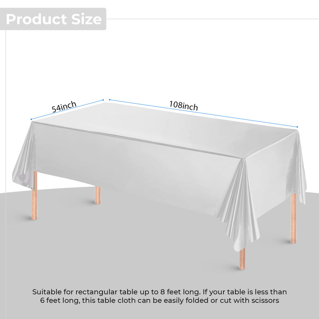Silver Foil Tablecloth for 6 to 8 Foot Table