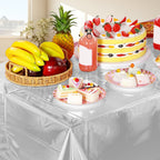 Silver Foil Tablecloth for 6 to 8 Foot Table