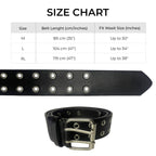 Black Double Grommet PU Leather Waist Belt with Chain