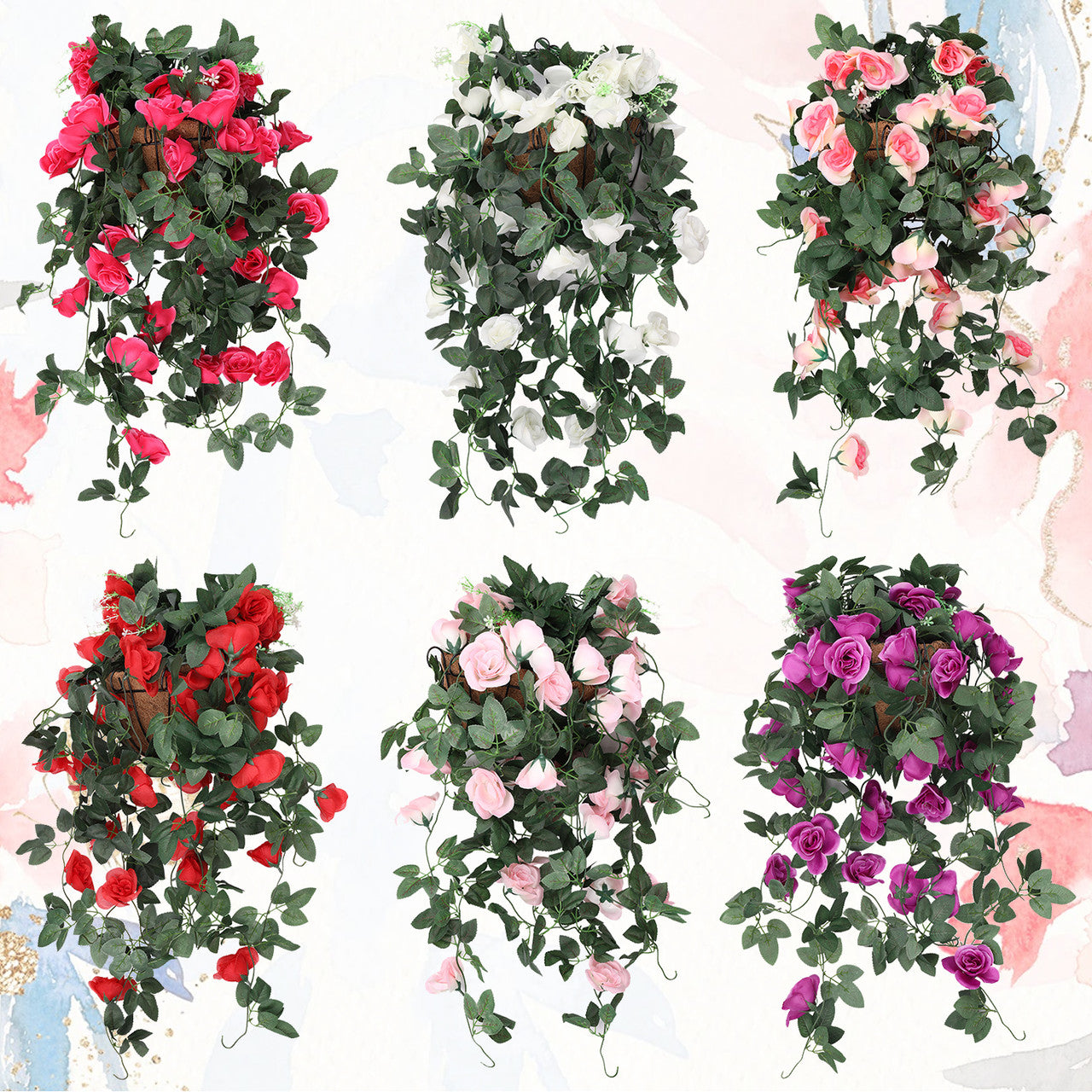 Artificial Rose Garland - 110cm - White