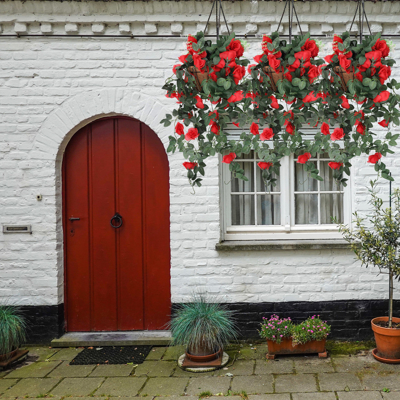 Artificial Rose Garland - 110cm - Red