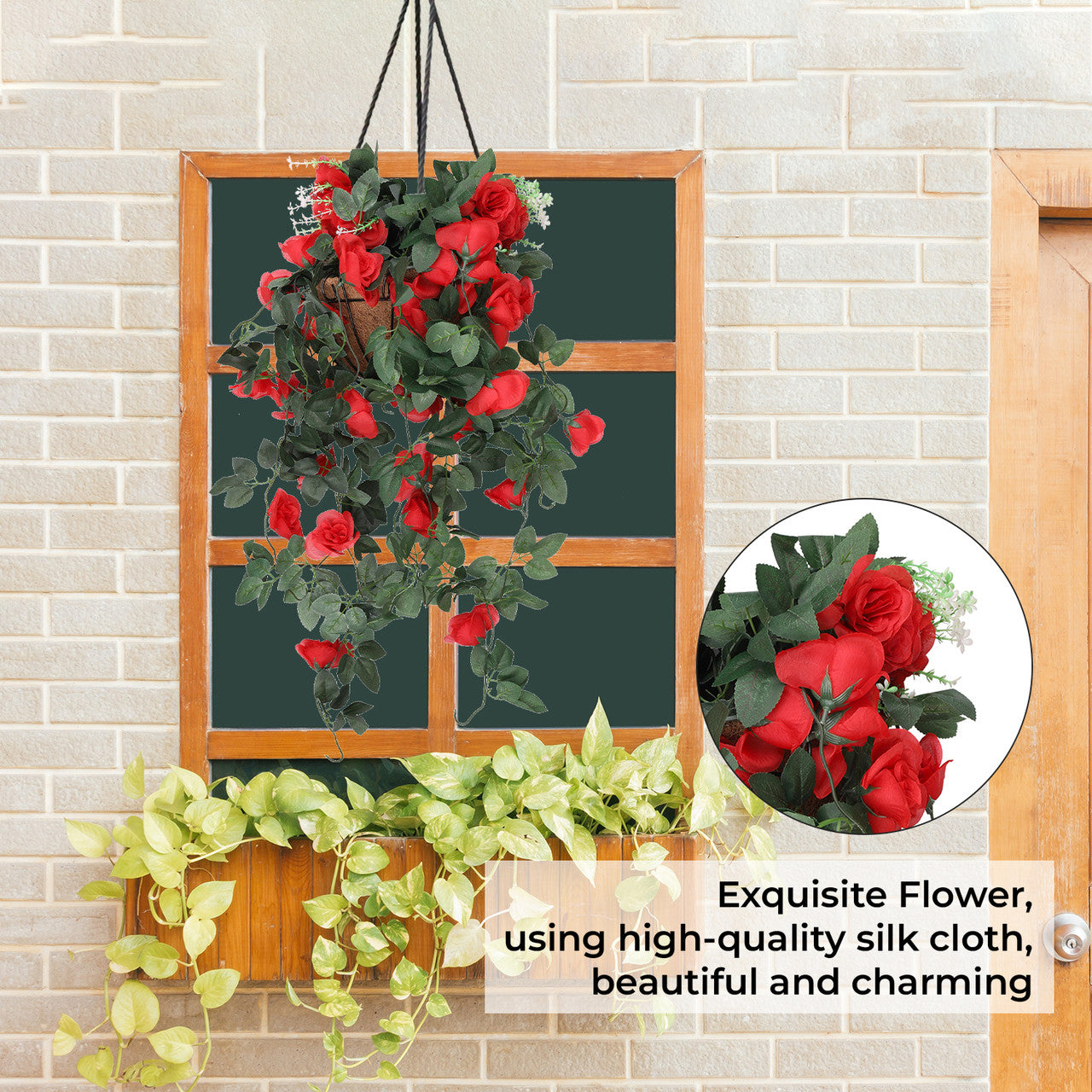 Artificial Rose Garland - 110cm - Red