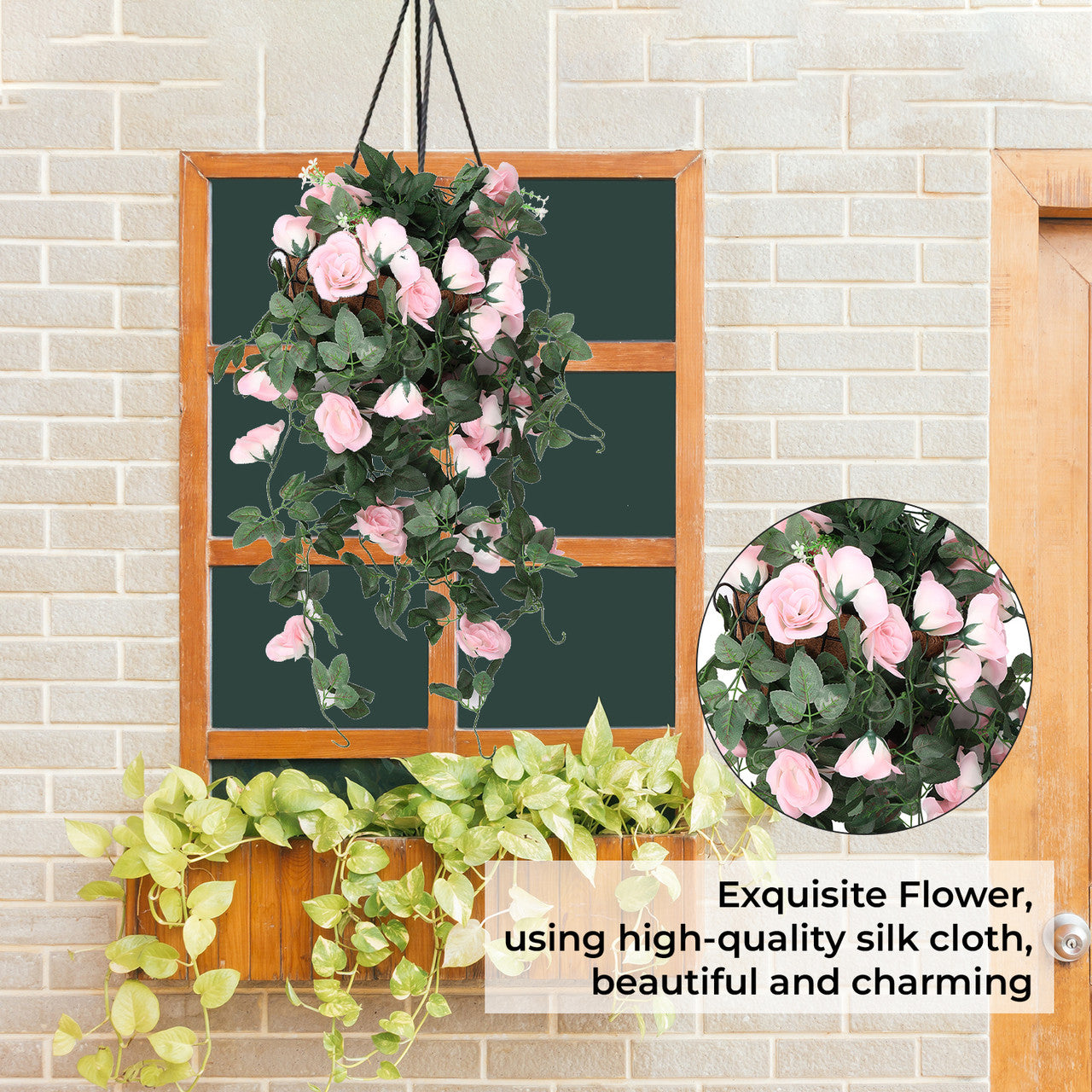 Artificial Rose Garland - 110cm - Pink