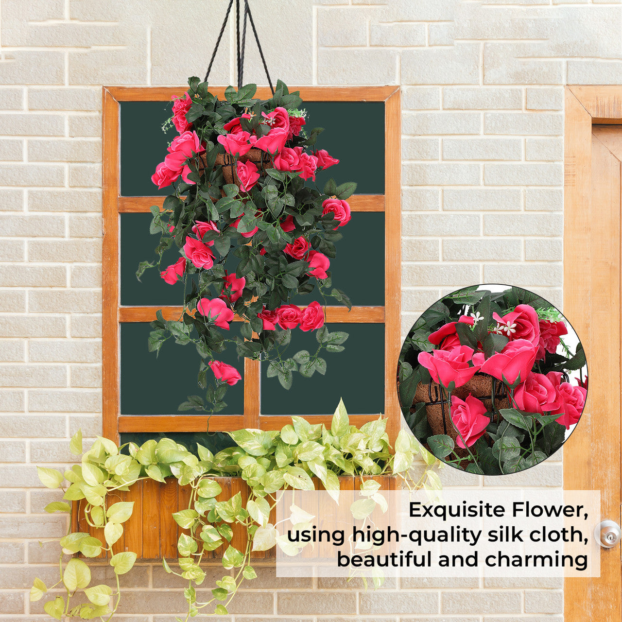 Artificial Rose Garland - 110cm - Rose Red