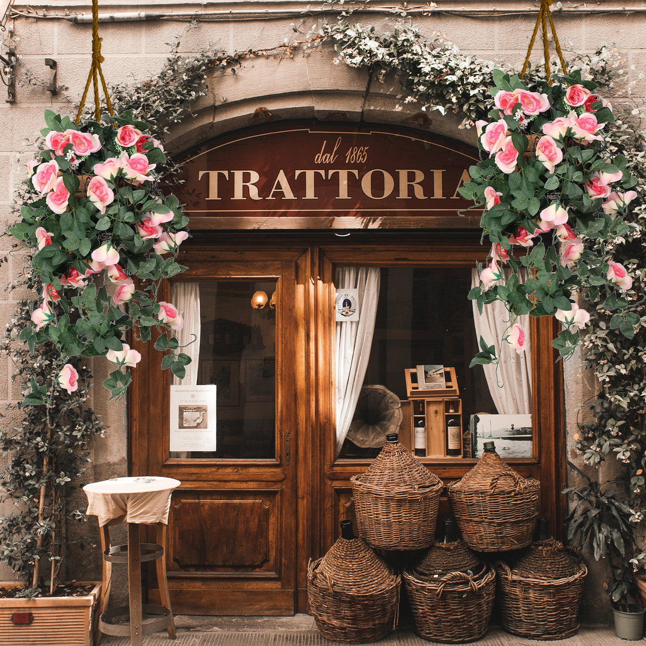 Artificial Rose Garland - 110cm - Champagne