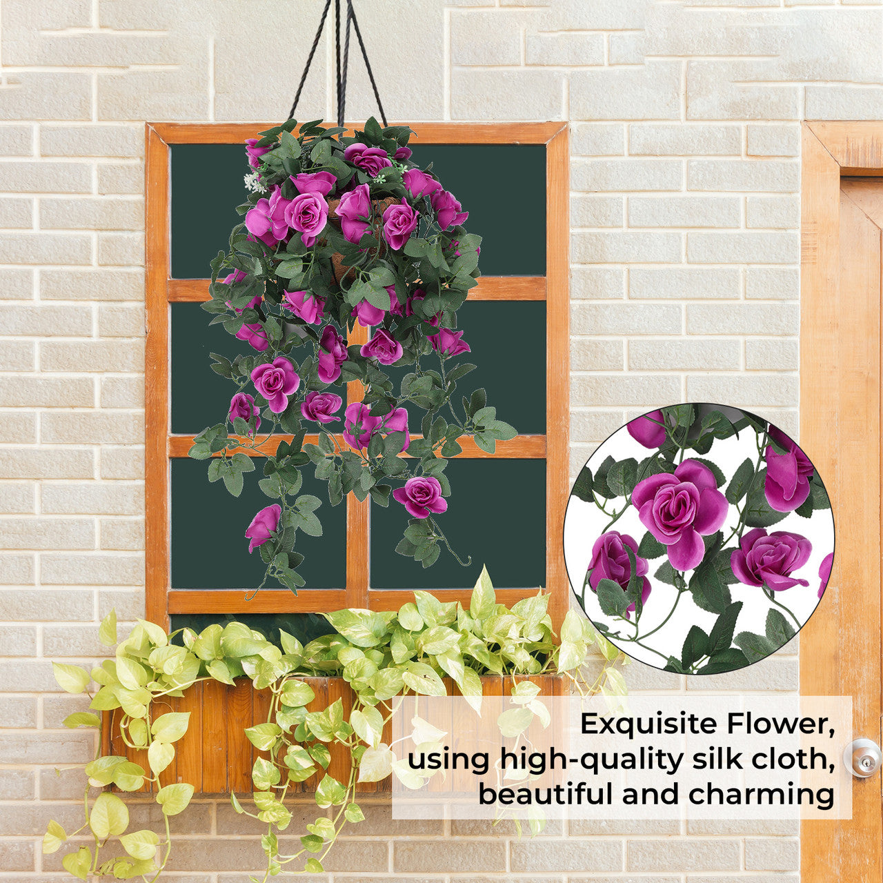 Artificial Rose Garland - 110cm - Purple