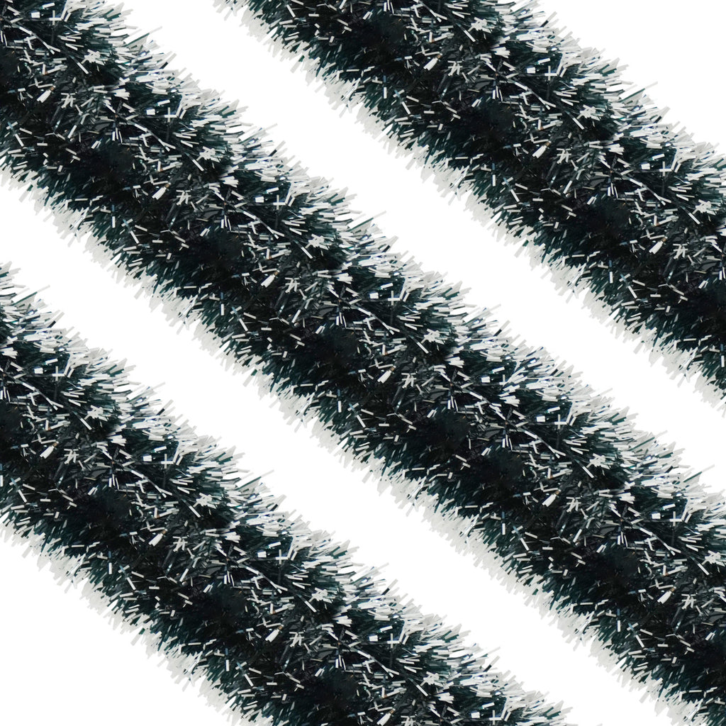 2m Christmas Tinsel Garland - Dark Green & White