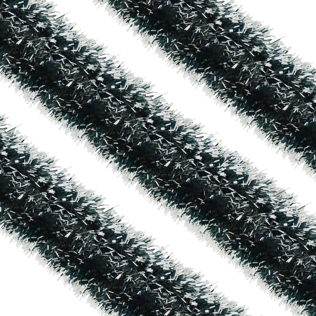 2m Christmas Tinsel Garland - Dark Green & White