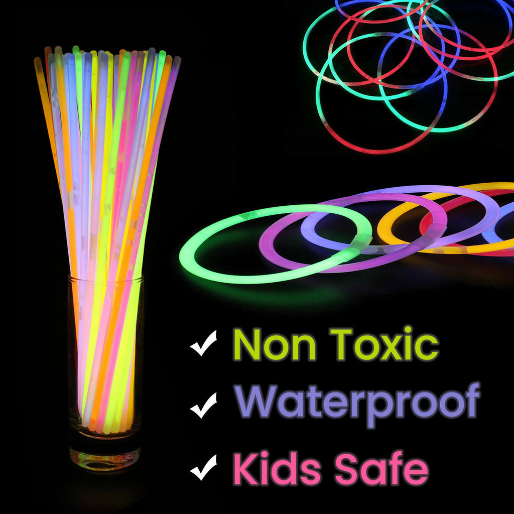 22" Premium Neon Glow Stick Necklaces - Tri-Colour (Red, Green & Blue)