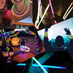 22" Premium Neon Glow Stick Necklaces - Tri-Colour (Pink, Yellow & Purple)
