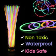 22" Premium Neon Glow Stick Necklaces - Tri-Colour (Pink, Yellow & Purple)