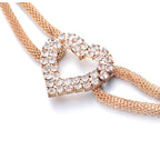 Coiled Mesh Belt with Diamante Heart - Gold