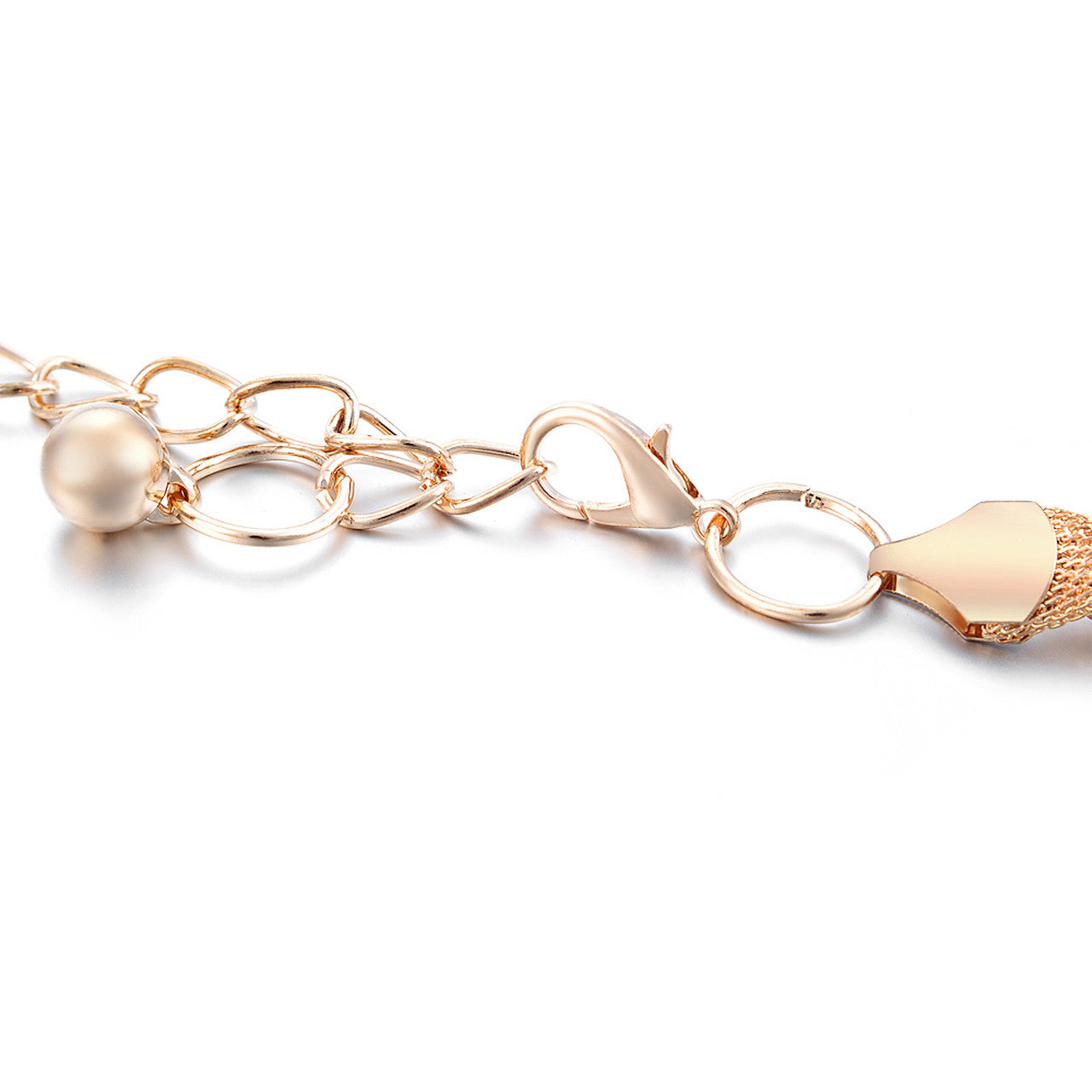 Coiled Mesh Belt with Diamante Heart - Gold