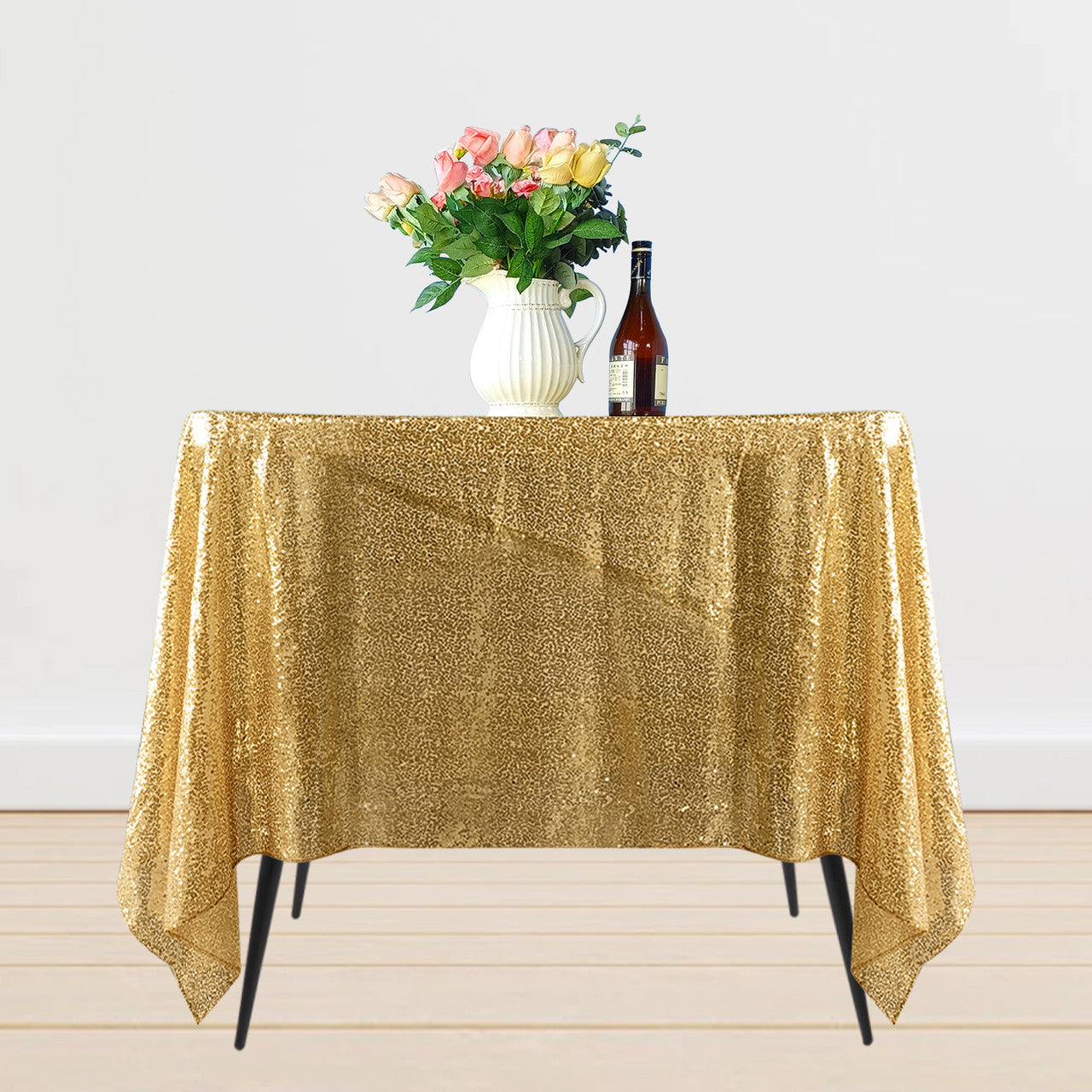 Sequin Sparkly Square Tablecloth - Gold