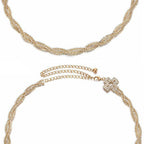 Diamante Braided Twist Belt - Gold