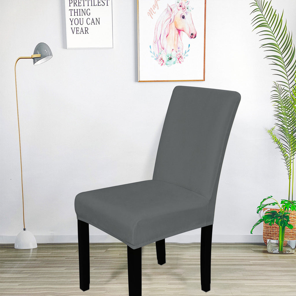 Short Velvet-Touch Spandex Chair Cover - Grey