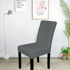 Short Velvet-Touch Spandex Chair Cover - Grey