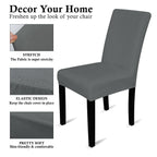 Short Velvet-Touch Spandex Chair Cover - Grey