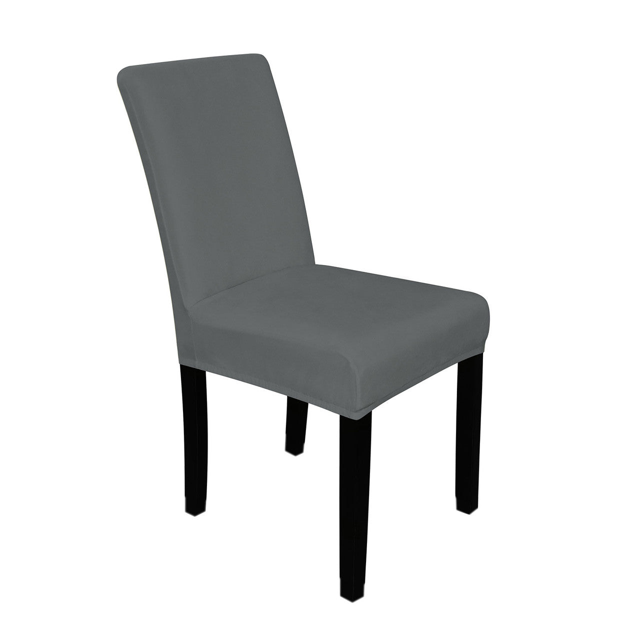 Short Velvet-Touch Spandex Chair Cover - Grey