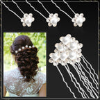 Elegant Pearl Flower Rhinestone Hairpin Clips