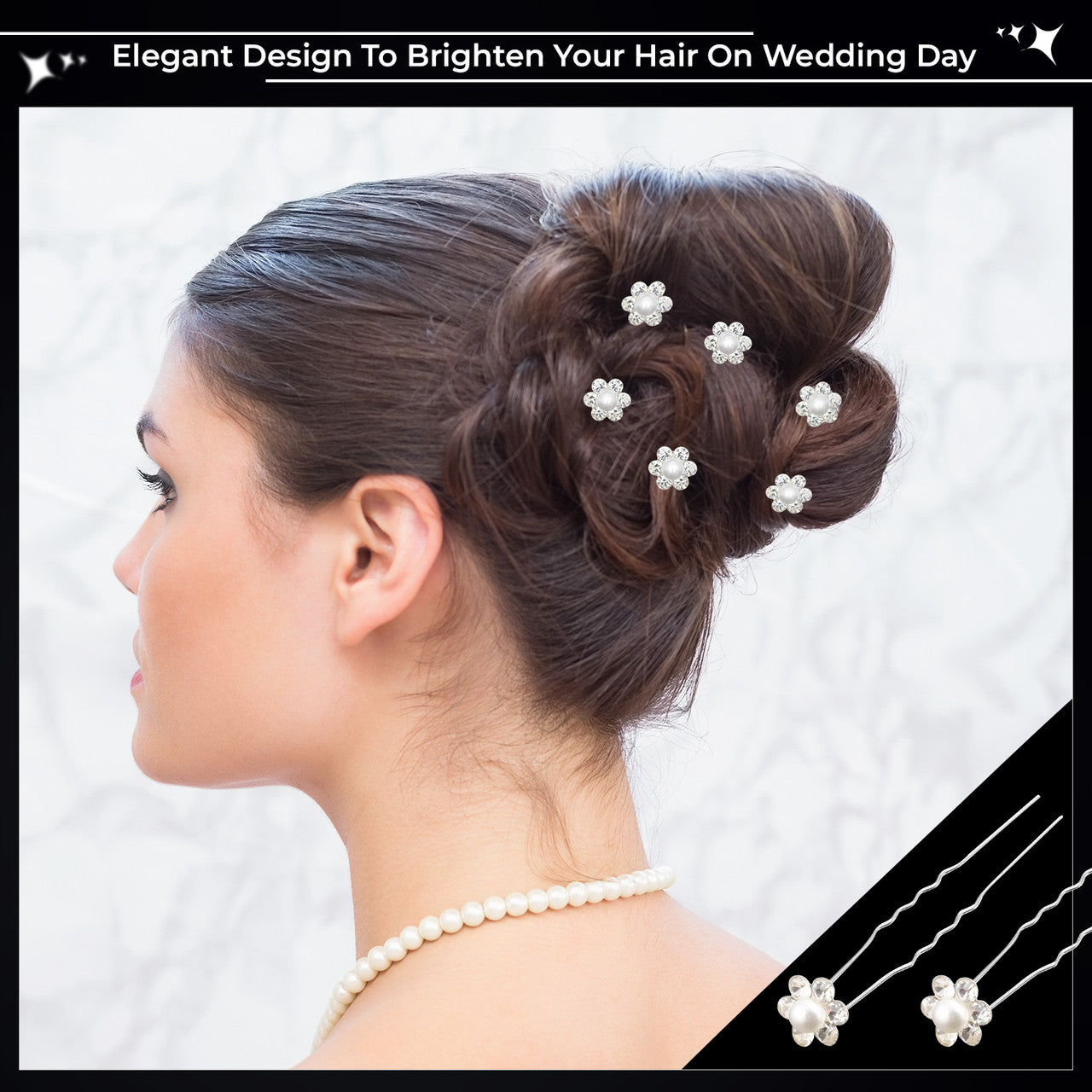 Elegant Pearl Flower Rhinestone Hairpin Clips