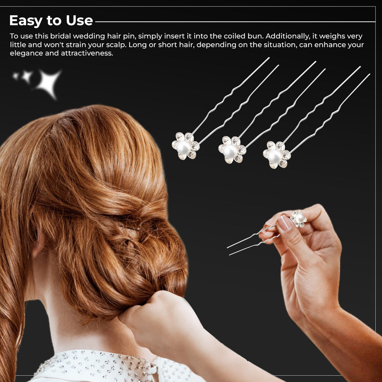Elegant Pearl Flower Rhinestone Hairpin Clips