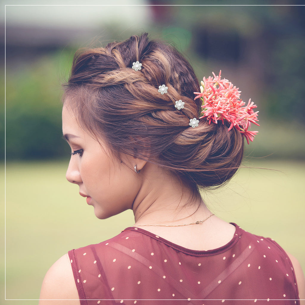 Elegant Pearl Flower Rhinestone Hairpin Clips