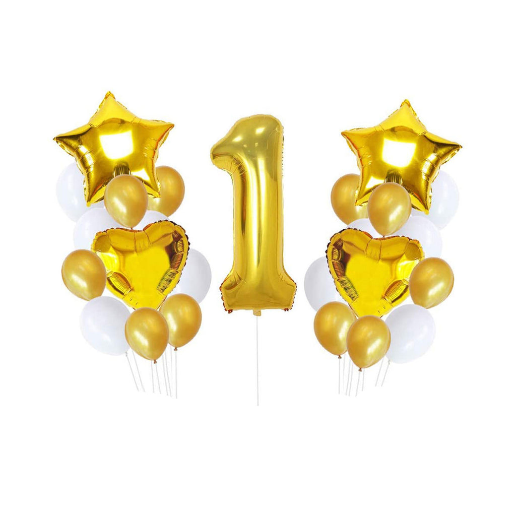 Happy 1st Birthday Balloon Bundle - Gold