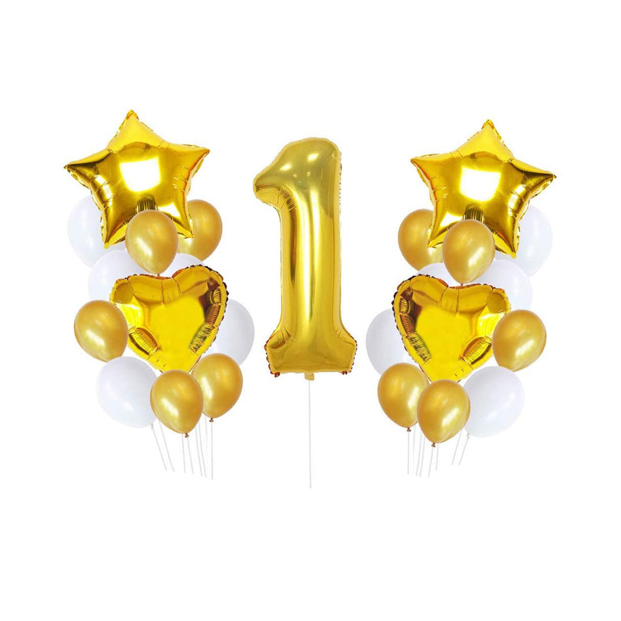 Happy 1st Birthday Balloon Bundle - Gold