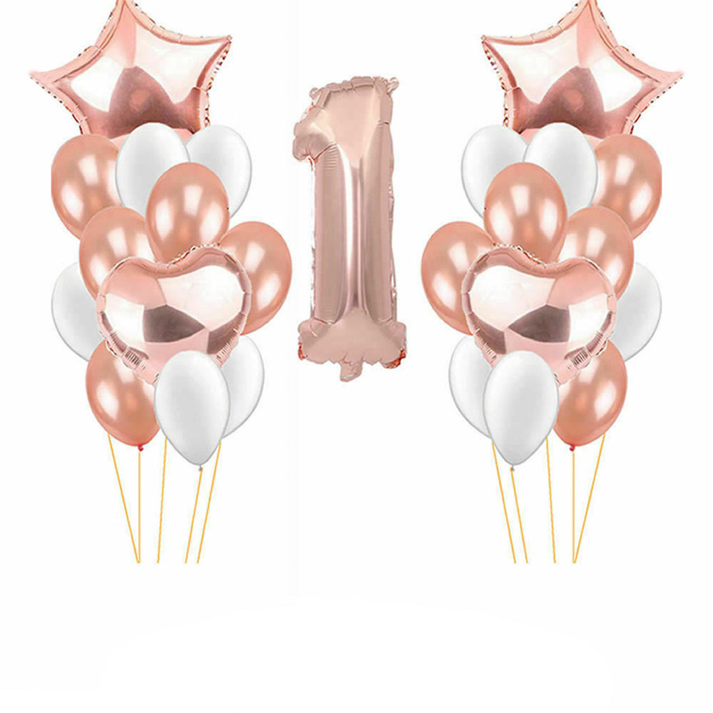 Happy 1st Birthday Balloon Bundle - Rose Gold