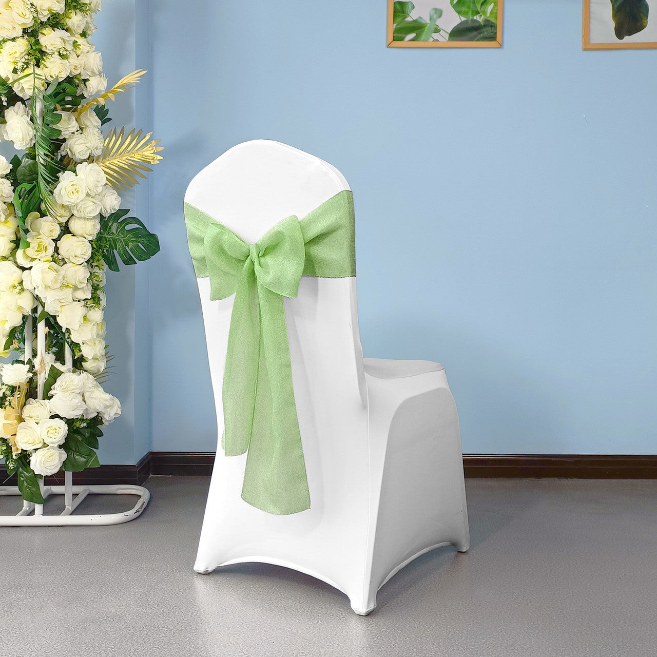 Hessian Sashes - Sage Green - Pack of 10