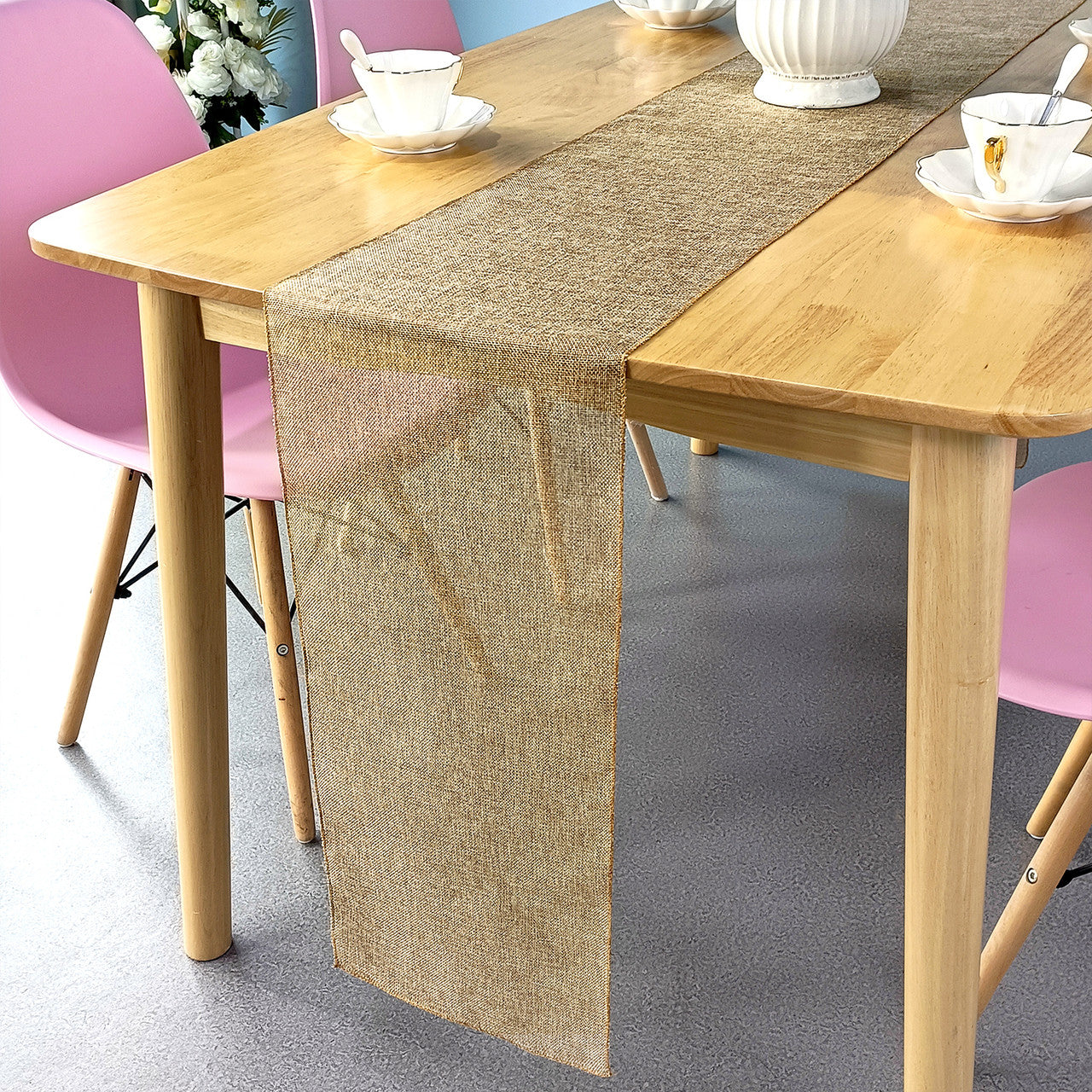 Hessian Table Runner - Beige - 29cm x 275cm - Pack of 1