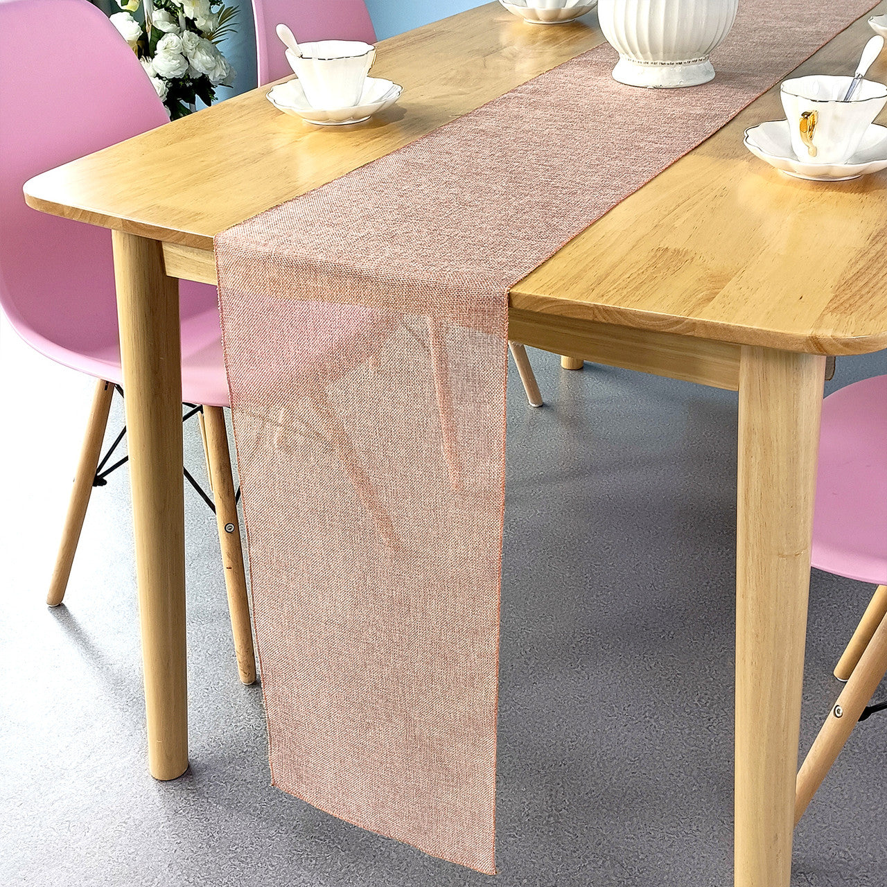 Hessian Table Runner - Blush Pink - 29cm x 275cm - Pack of 1