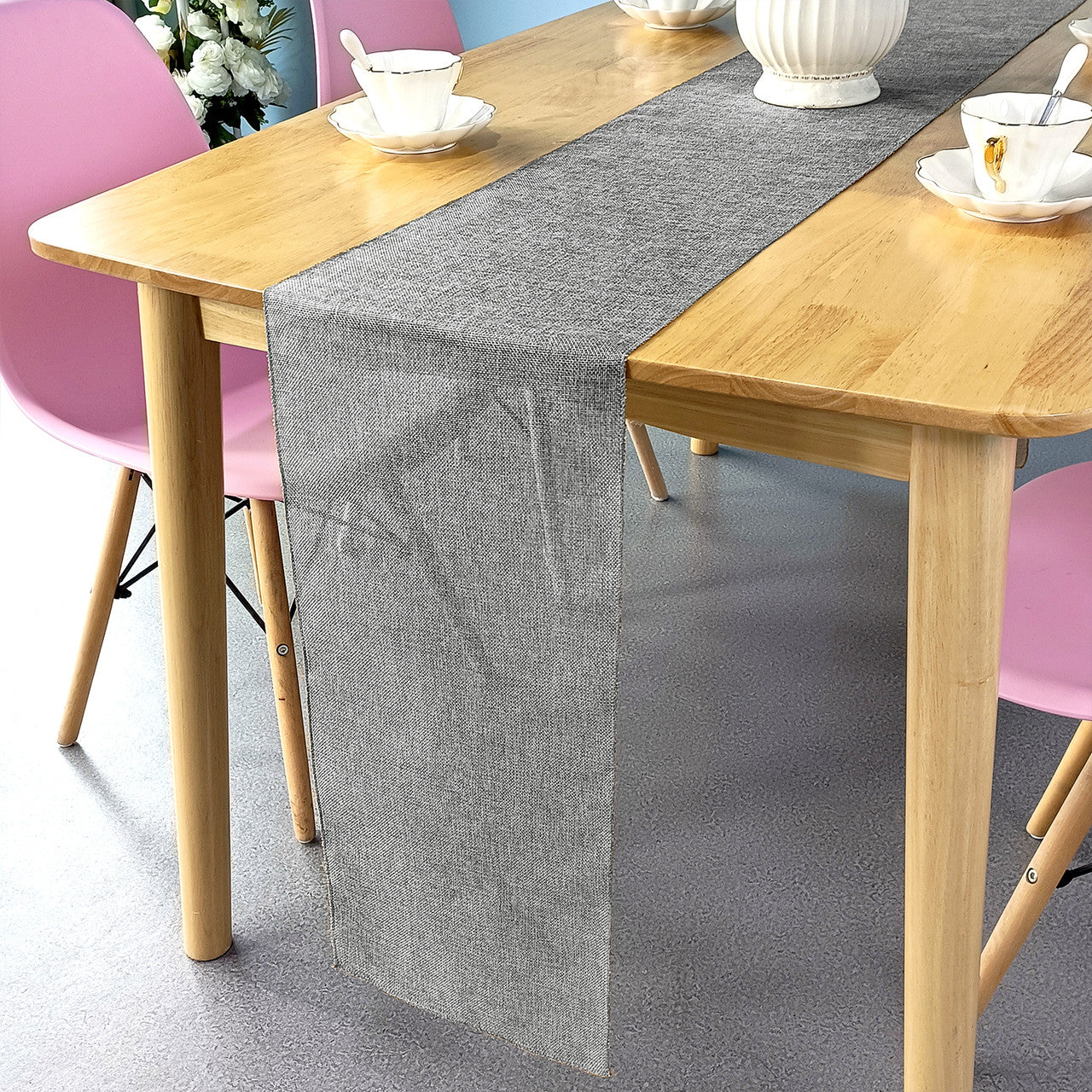 Hessian Table Runner - Grey - 29cm x 275cm - Pack of 1