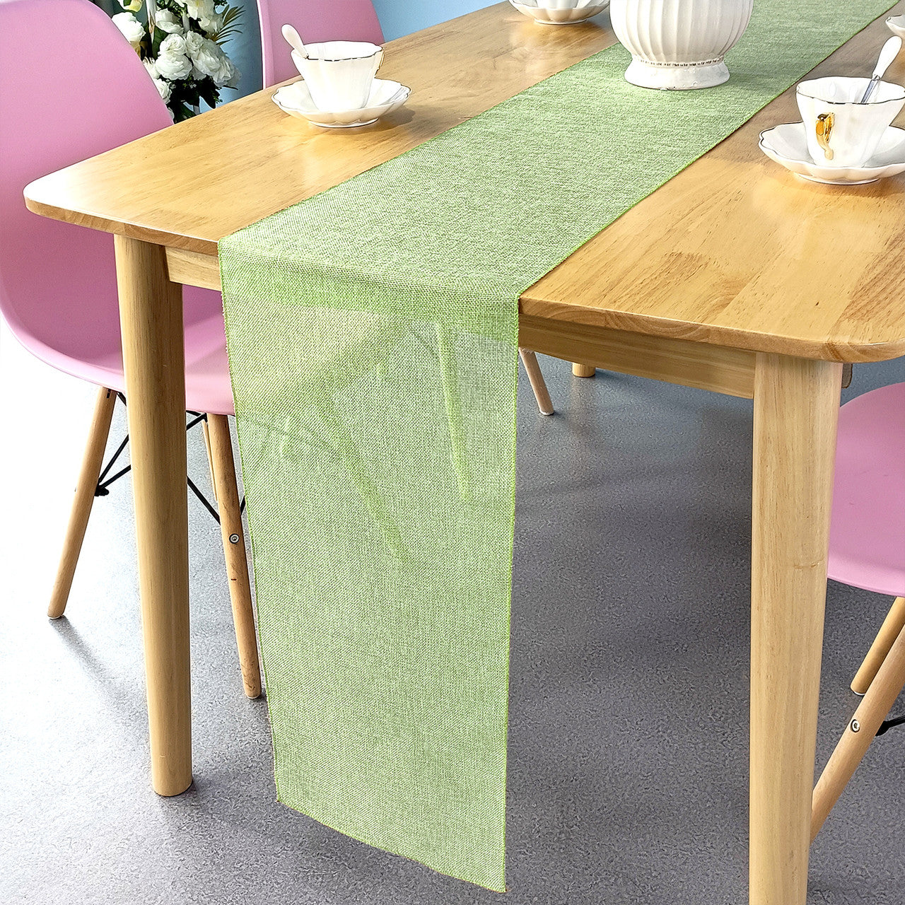 Hessian Table Runner - Sage Green - 29cm x 275cm - Pack of 1
