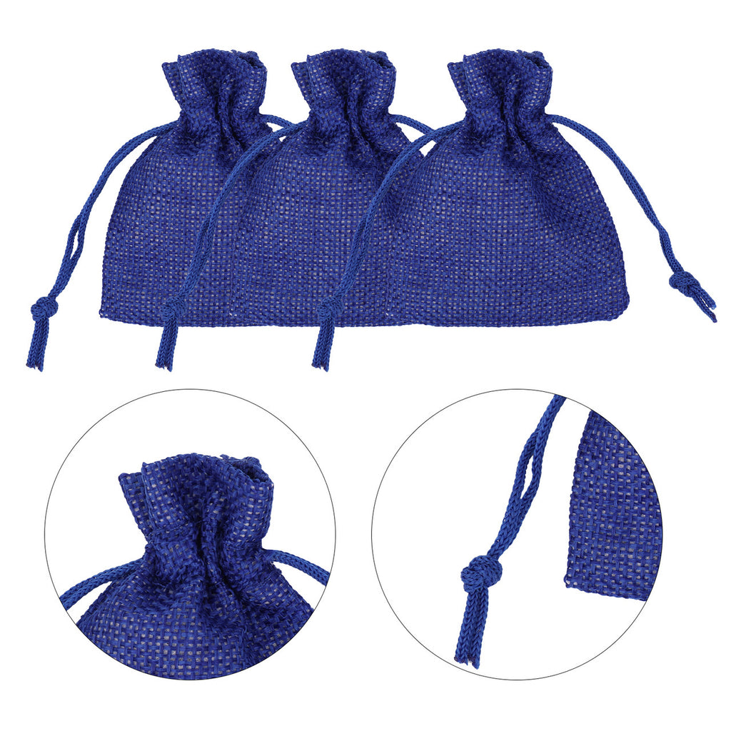 Burlap Hessian Bag - 7cm x 9cm - Blue