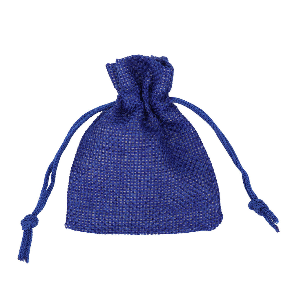 Burlap Hessian Bag - 7cm x 9cm - Blue