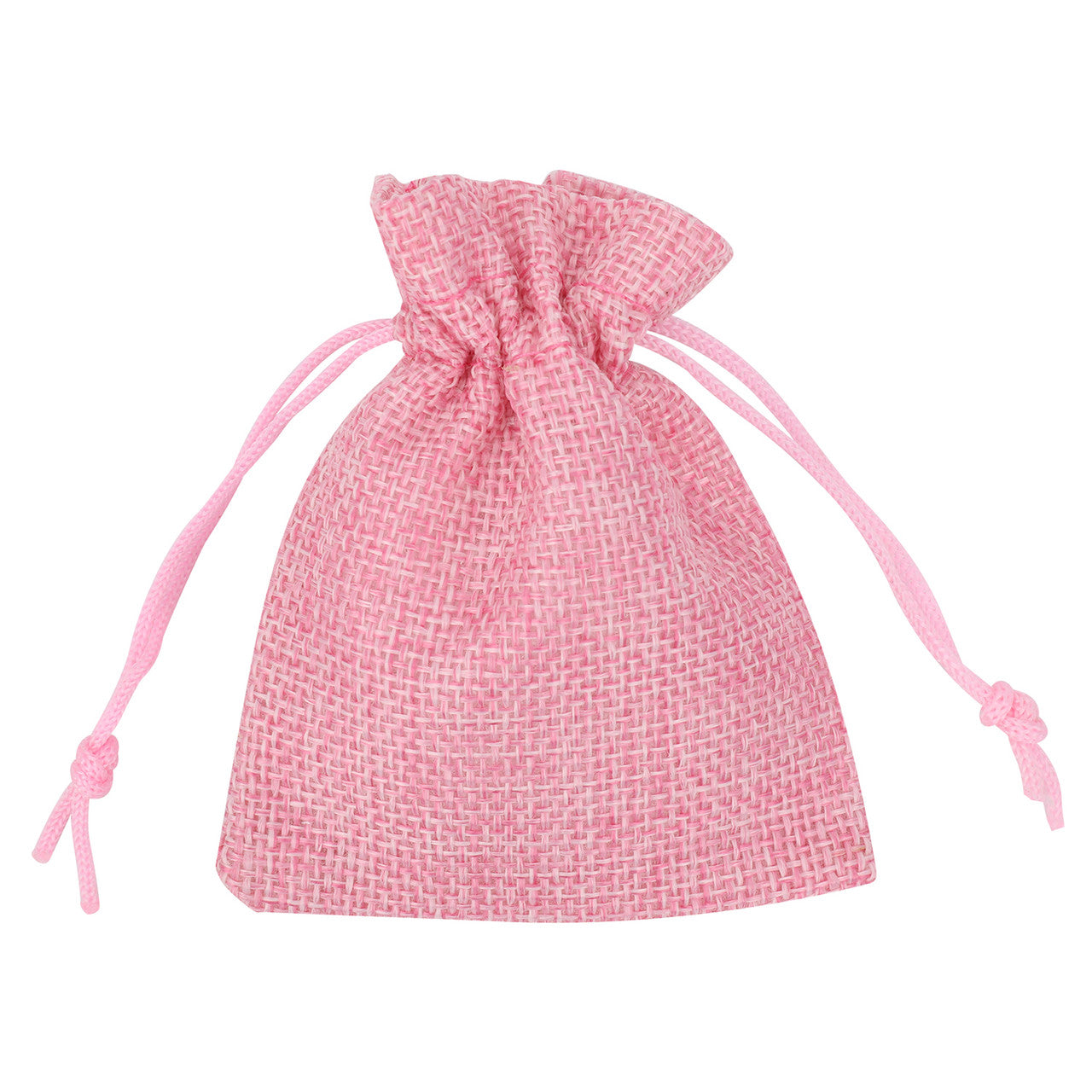 Burlap Hessian Bag - 7cm x 9cm - Pink