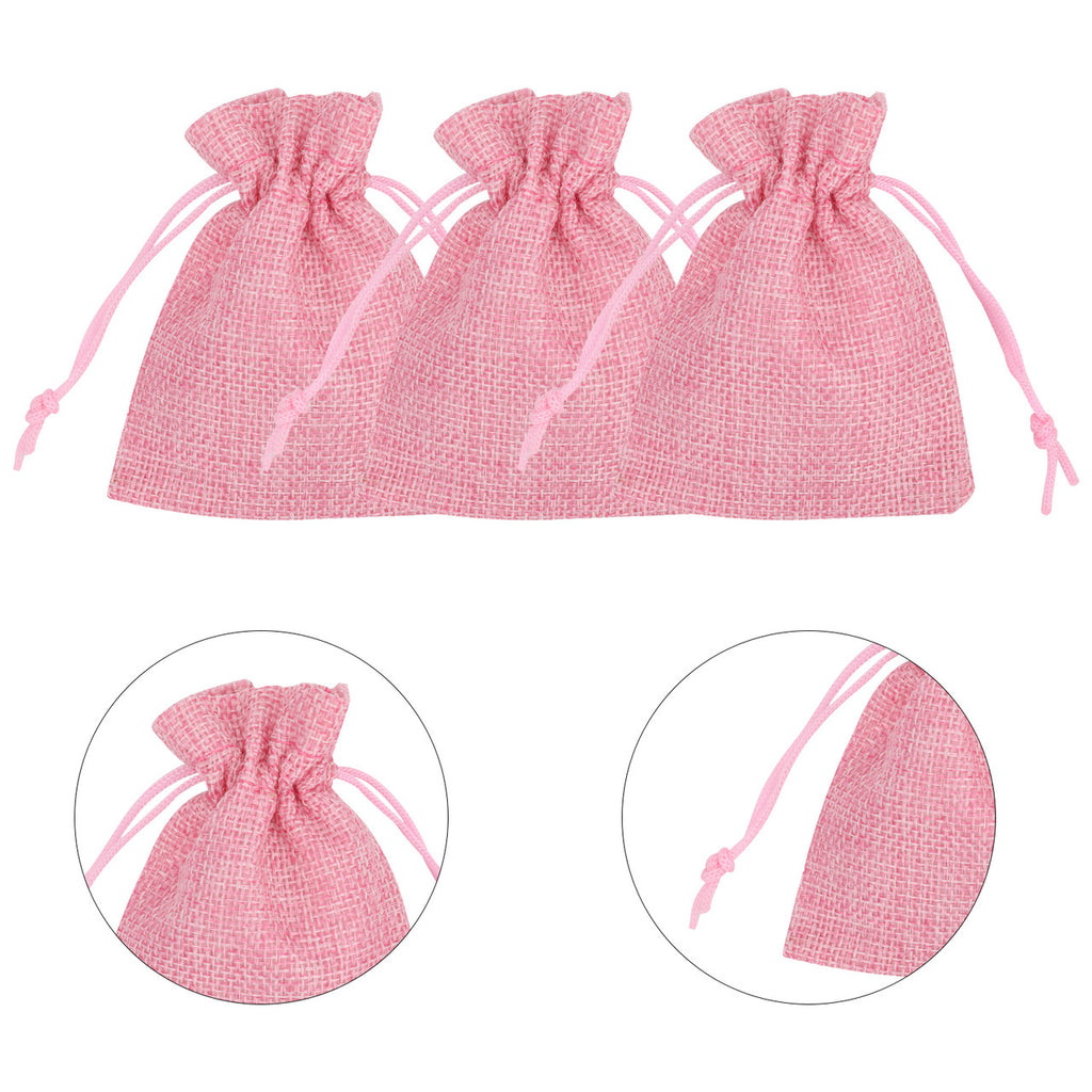 Burlap Hessian Bag - 7cm x 9cm - Pink