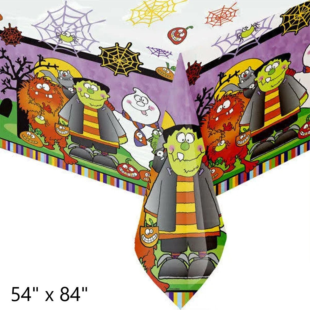 Fun Monsters & Pumpkins Design Halloween Plastic Table Cover