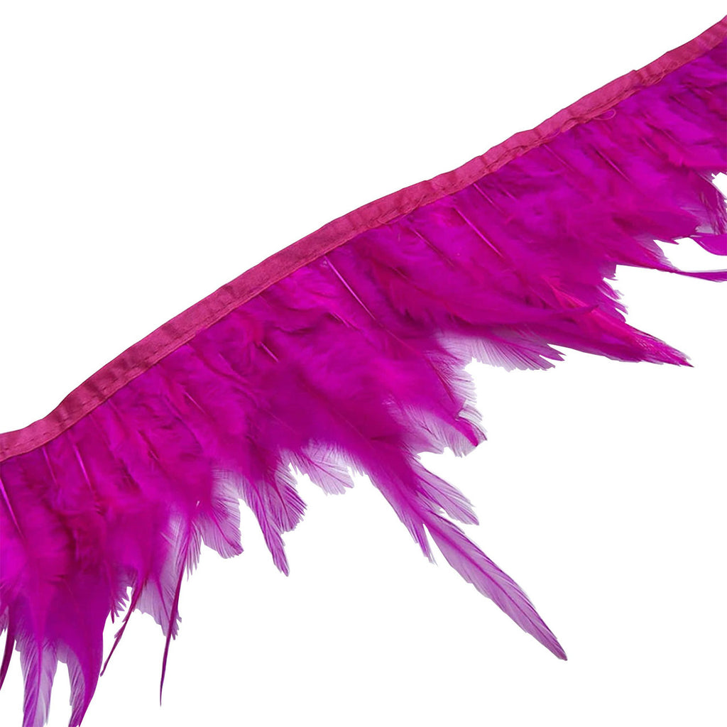 Rooster Feather Fringe for Costume - Hot Pink