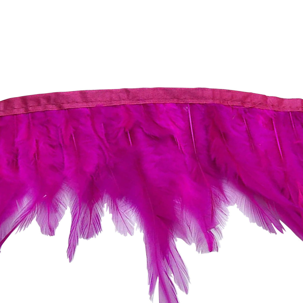 Rooster Feather Fringe for Costume - Hot Pink