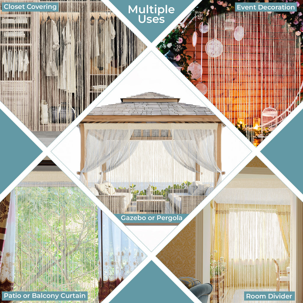 Shiny String Curtain Panel - Ivory